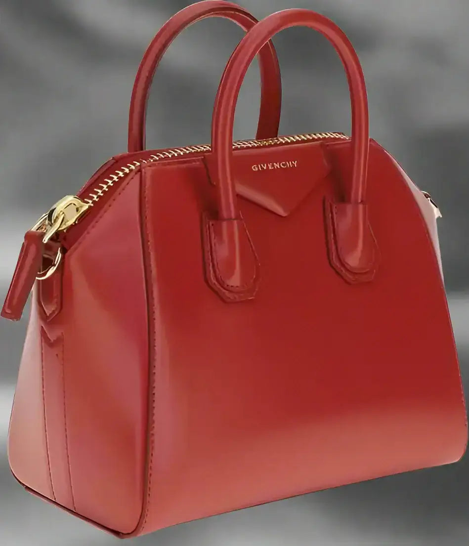 Red leather Givenchy Antigona mini handbag with gold-tone zipper
