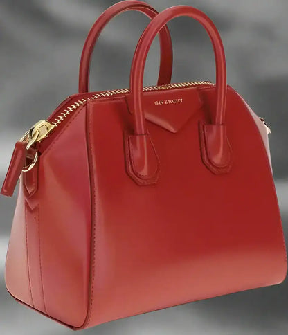 Red leather Givenchy Antigona mini handbag with gold-tone zipper