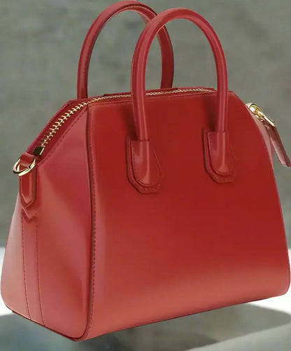 Red leather GIVENCHY Antigona mini handbag with top handles and zipper closure