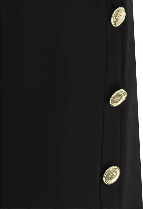 GIVENCHY black side button down dress in regular fit with gold buttons