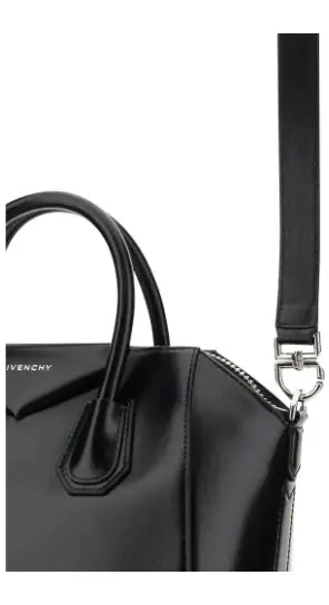 Givenchy Antigona handbag in black patent leather with top handles and detachable strap