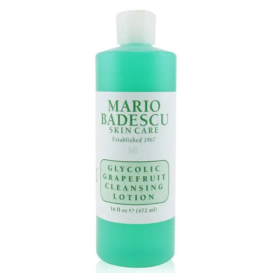 Green bottle of Mario Badescu Glycolic Grapefruit Cleansing Lotion for oily skin