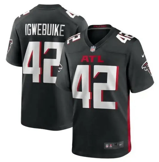 Black Atlanta Falcons football jersey with number 42 from Godwin Igwebuike Nike Game Jersey