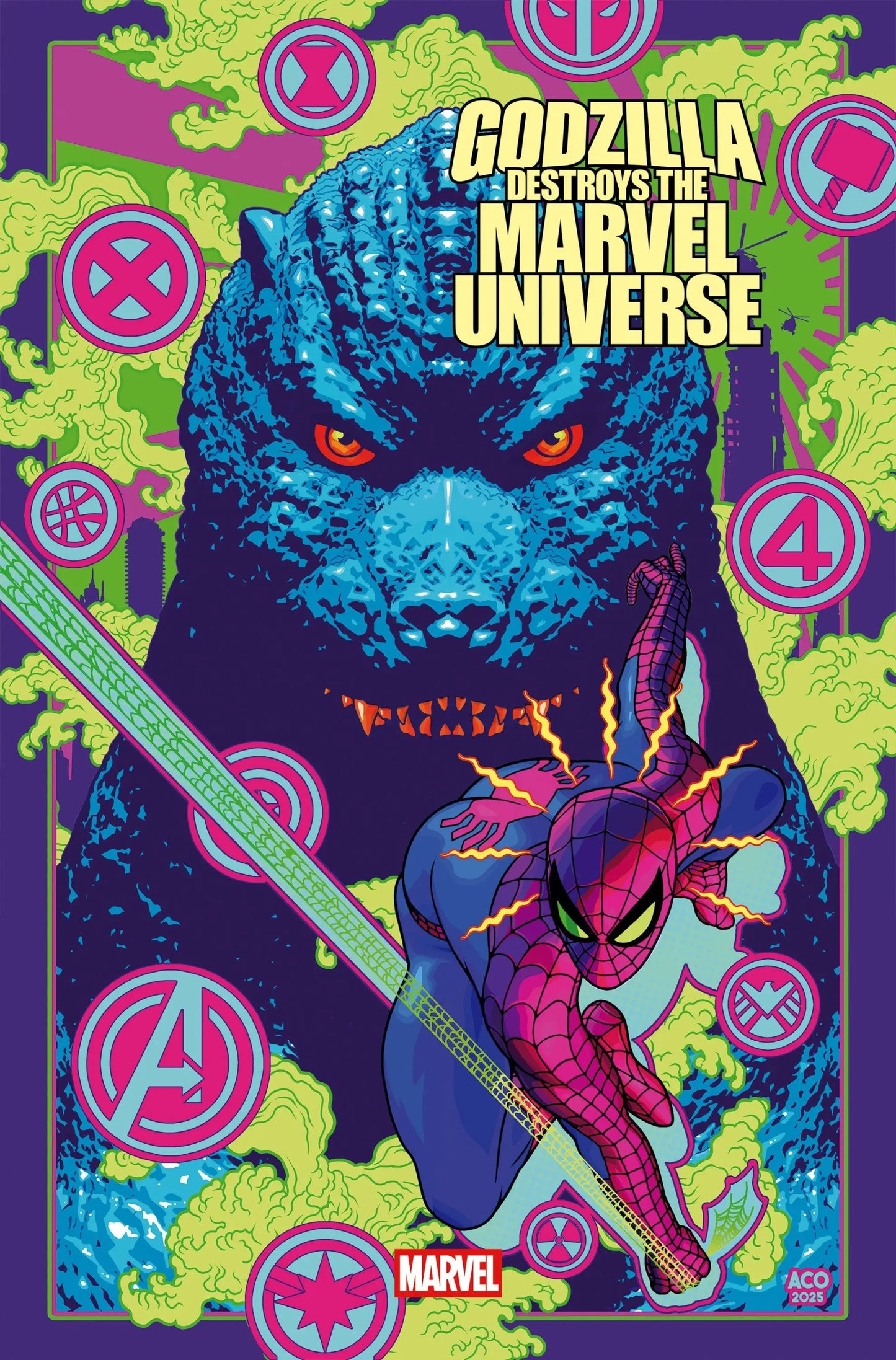 Godzilla Destroys The Marvel Universe #4 Aco Variant - Comic Book