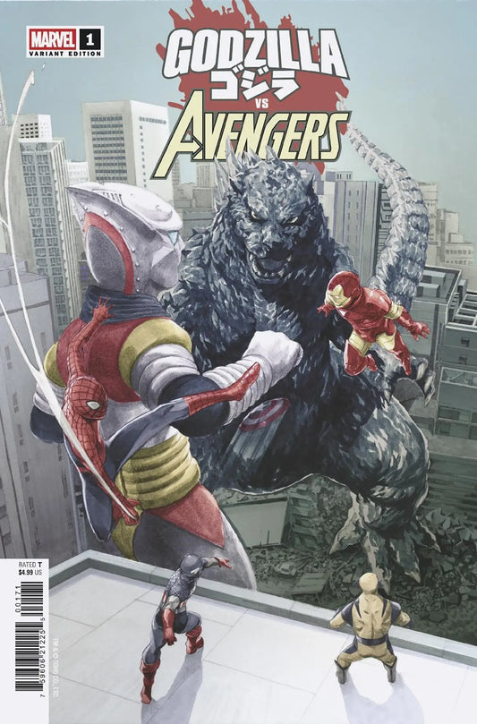 Godzilla vs Avengers comic book cover featuring round five showdown by Mitsuhiro Arita