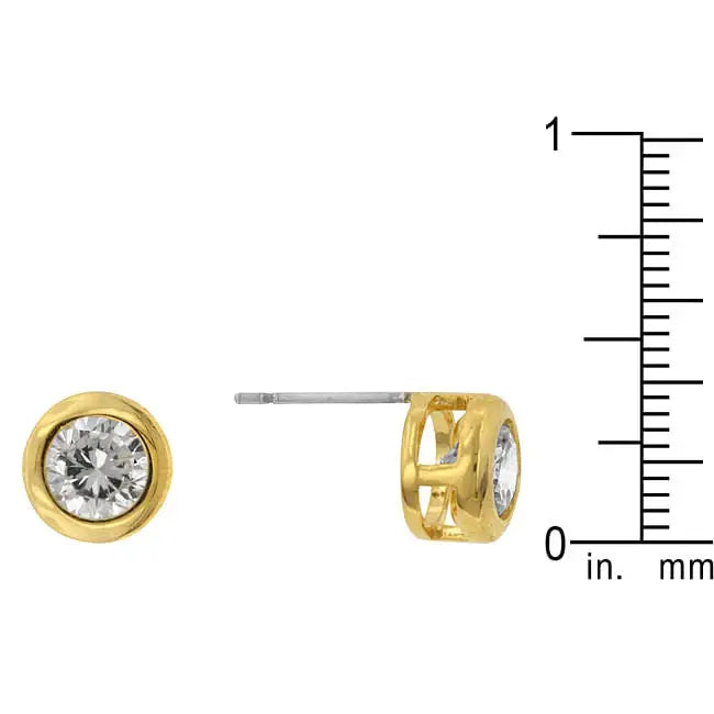 Gold Bezel Stud Earrings - Earrings
