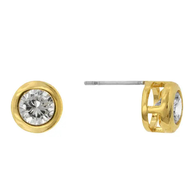 Gold Bezel Stud Earrings - Earrings