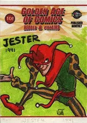 Red cartoon jester character giving thumbs up on Jean Marcel Azevedo sketch card