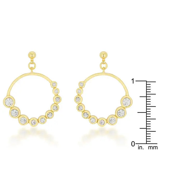 Golden Graduated Cubic Zirconia Circle Earrings - Earrings