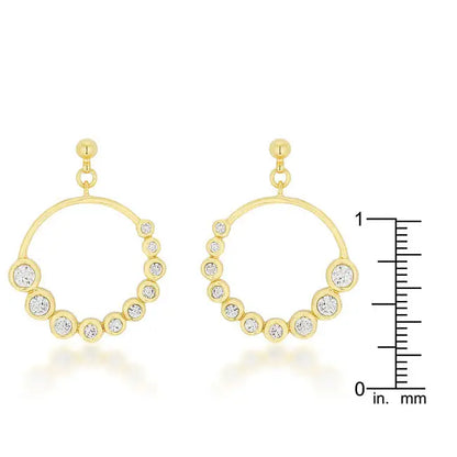Golden Graduated Cubic Zirconia Circle Earrings - Earrings