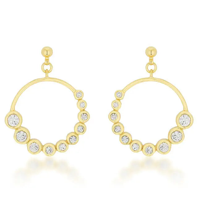 Golden Graduated Cubic Zirconia Circle Earrings - Earrings