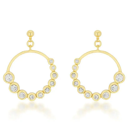 Golden Graduated Cubic Zirconia Circle Earrings - Earrings