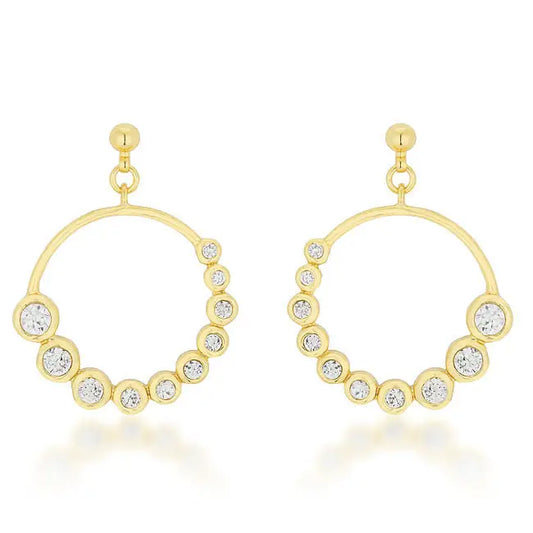 Golden Graduated Cubic Zirconia Circle Earrings - Earrings