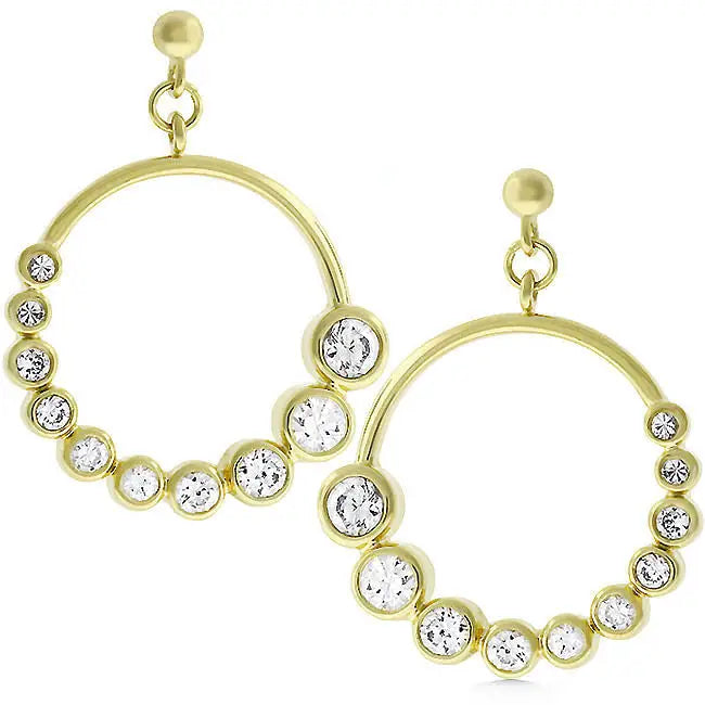 Golden Graduated Cubic Zirconia Circle Earrings - Earrings