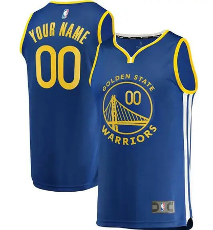 Customizable Blue and Gold Golden State Warriors Fast Break Replica Jersey Royal
