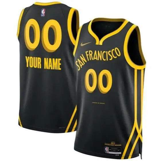 Black and gold custom basketball jersey from Golden State Warriors Nike City Edition 2023/24