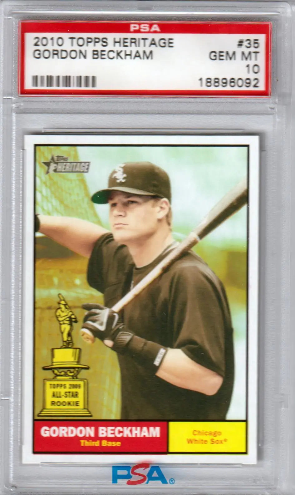 Graded Gordon Beckham baseball card from Topps Heritage series, Columbia Hobby collectible