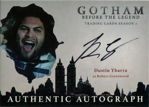 Autographed trading card from Gotham Season 2 featuring Dustin Ybarra as Robert Greenwood