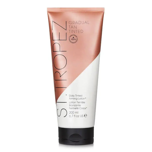 Gradual tan tinted firming lotion in a tube for natural sun-kissed glow