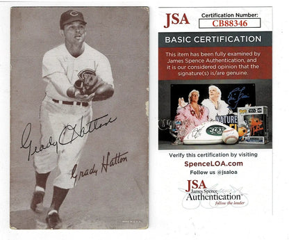 Signed black and white Grady Hatton exhibit post card with JSA certificate