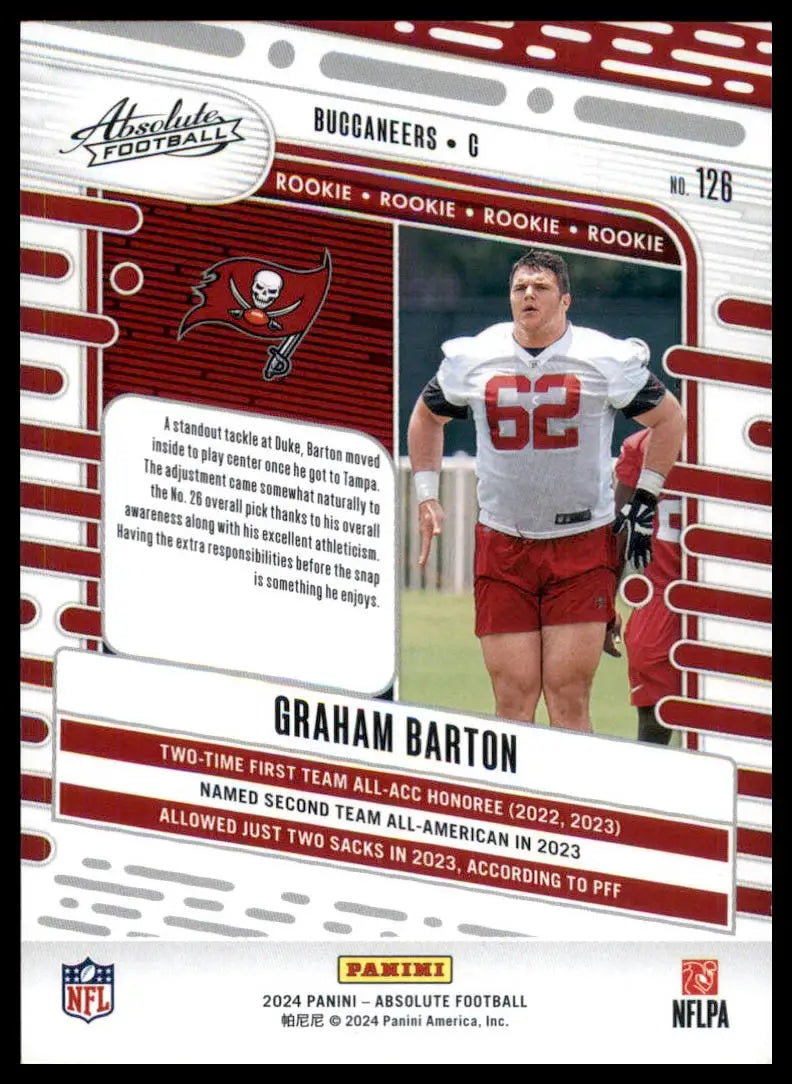 American football trading card of Graham Barton from Panini Absolute 2024 Rookie series