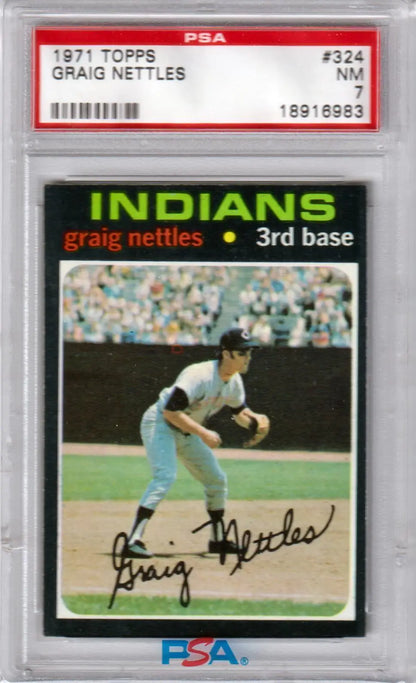 Graded 1971 Topps Graig Nettles baseball card from Columbia Hobby, PSA 7 NM quality