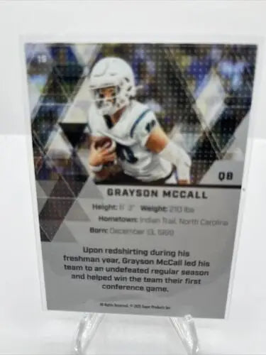 Grayson McCall 2021 SUPER GLOW Silver #19 sports trading card for collectors