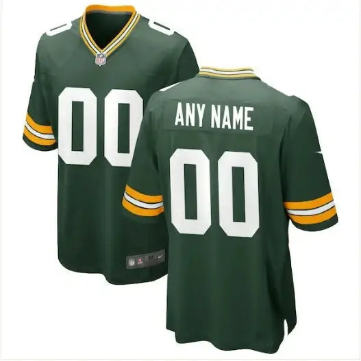 Green Bay Packers Nike custom game jersey with green color, name, and number 00
