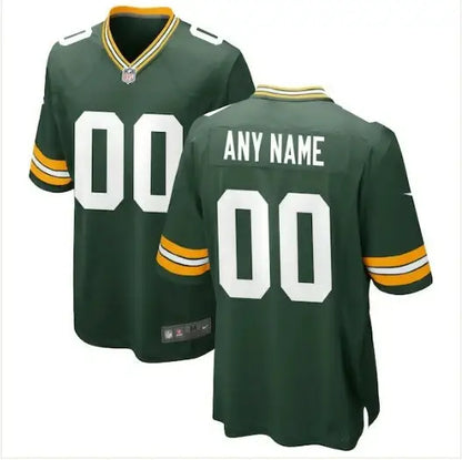 Green Bay Packers Nike custom game jersey with green color, name, and number 00