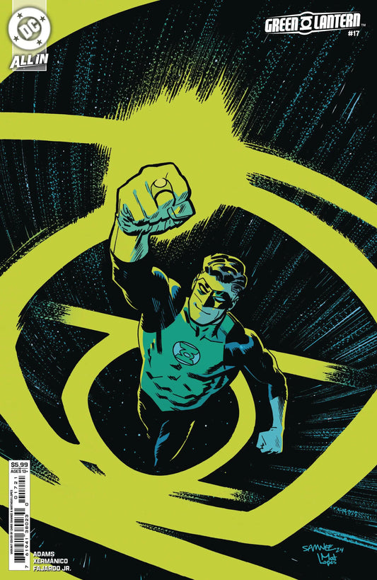 Green Lantern comic cover with superhero flying, perfect for trading cards collectors