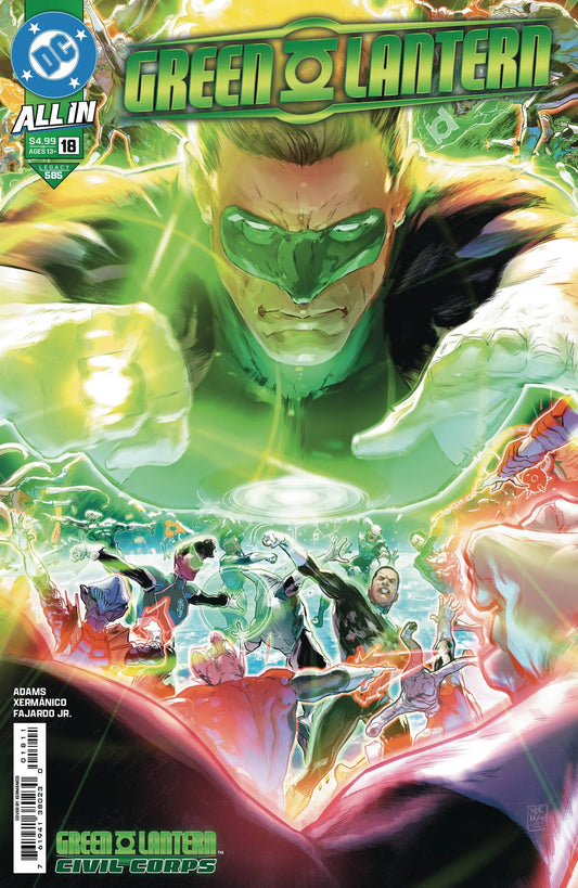 Green Lantern #18 comic cover showcasing glowing energy and dynamic action scenes