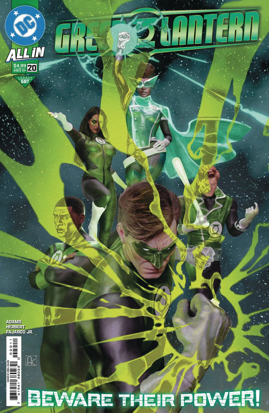 Green Lantern #20 CVR A Ariel Colon comic book cover showcasing hero and trading cards