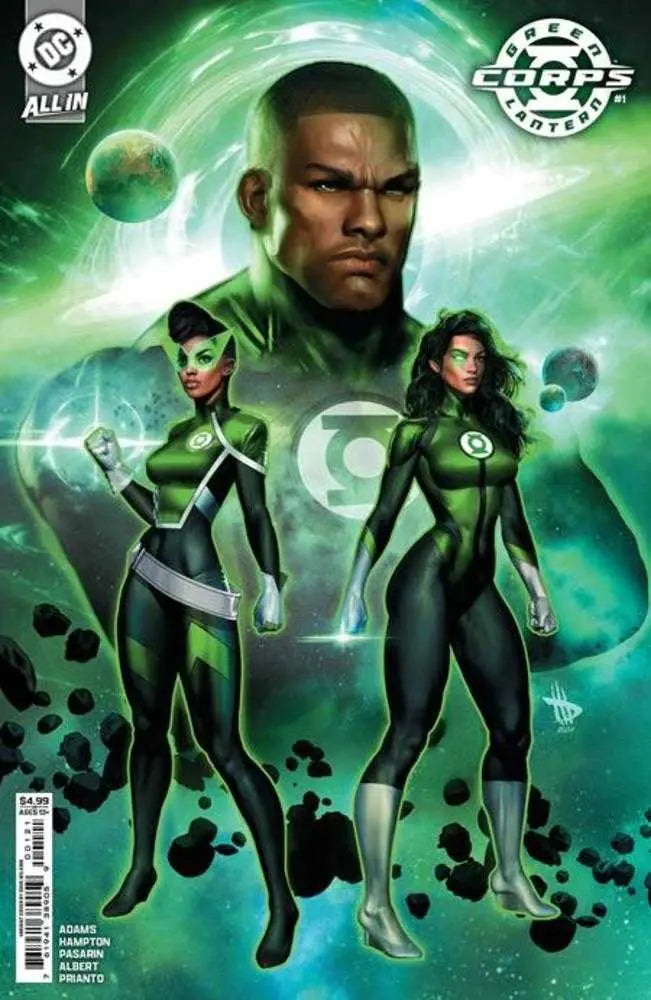 Green Lantern comic book cover featuring Green Lantern Corps and vibrant artwork in Card Stock Variant