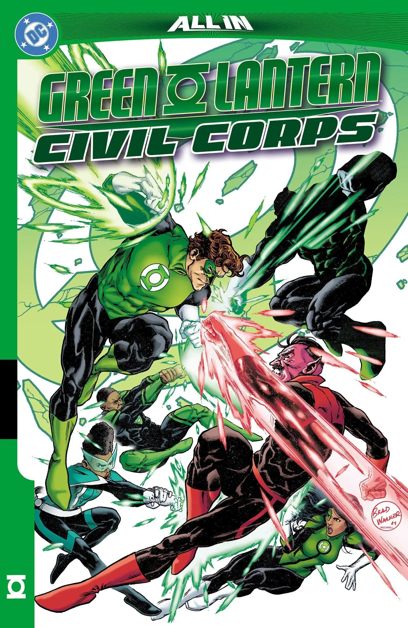Comic book cover of Green Lantern Volume 4 Civil Corps with fractal lanterns battle scene