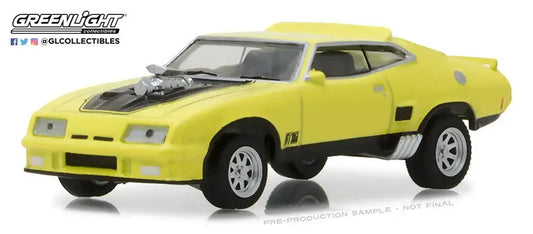 Yellow Blaze Ford Falcon XB Custom model with black accents and hood scoop detail