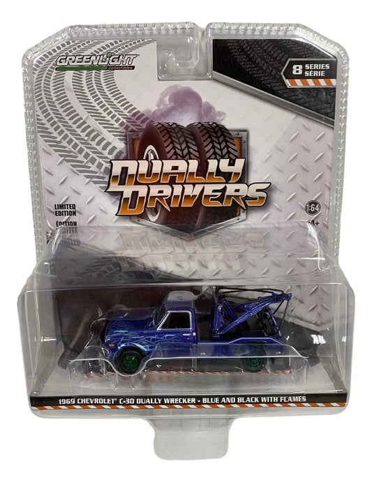 Packaged die-cast model of a Chevrolet C-30 Wrecker blue tow truck for Dually Driver