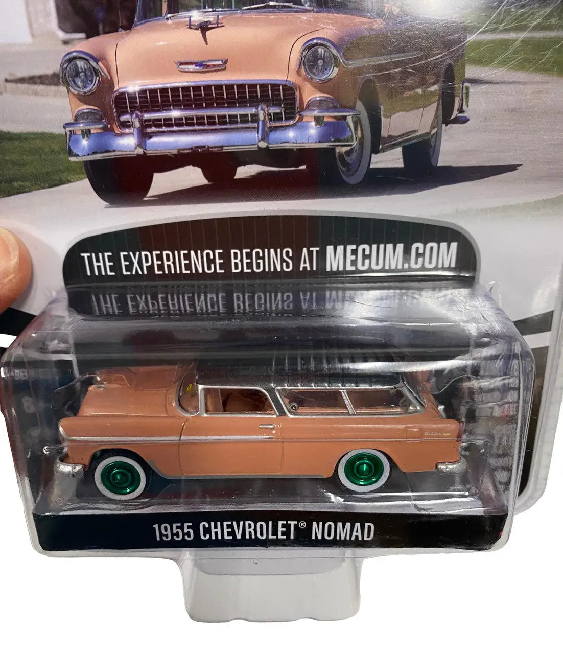 1955 Chevrolet Nomad die-cast model in copper bronze with green wheels from Mecum Auctions Series