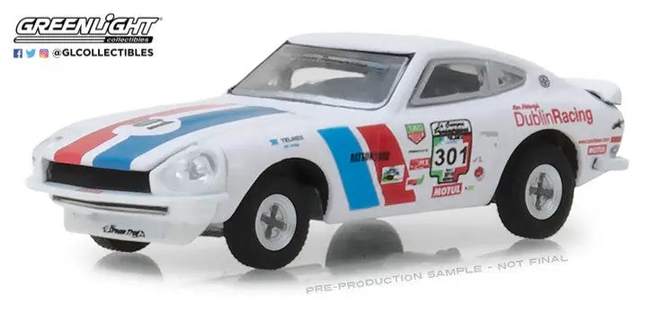 White Datsun 24OZ Rally model with red and blue stripes from Tokyo Torque series