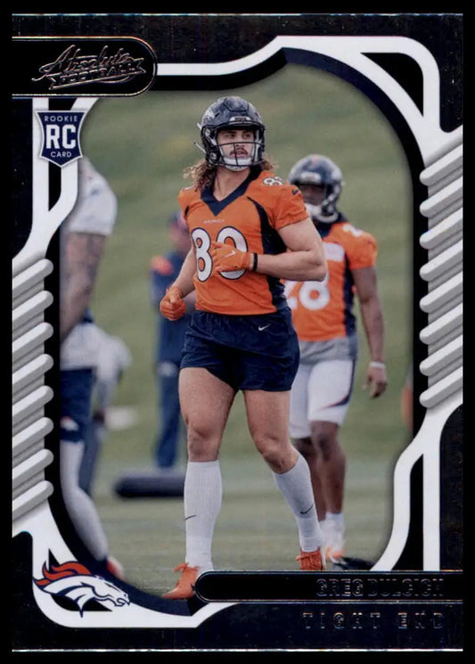 Greg Dulcich 2022 Panini Absolute Rookie Football Card Denver Broncos