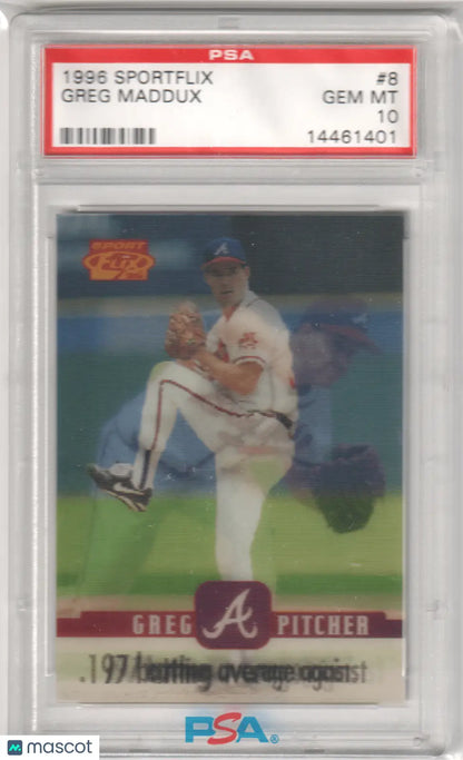 Graded Greg Maddux 1996 Sportflix baseball card PSA 10 GEM MINT Columbia Hobby