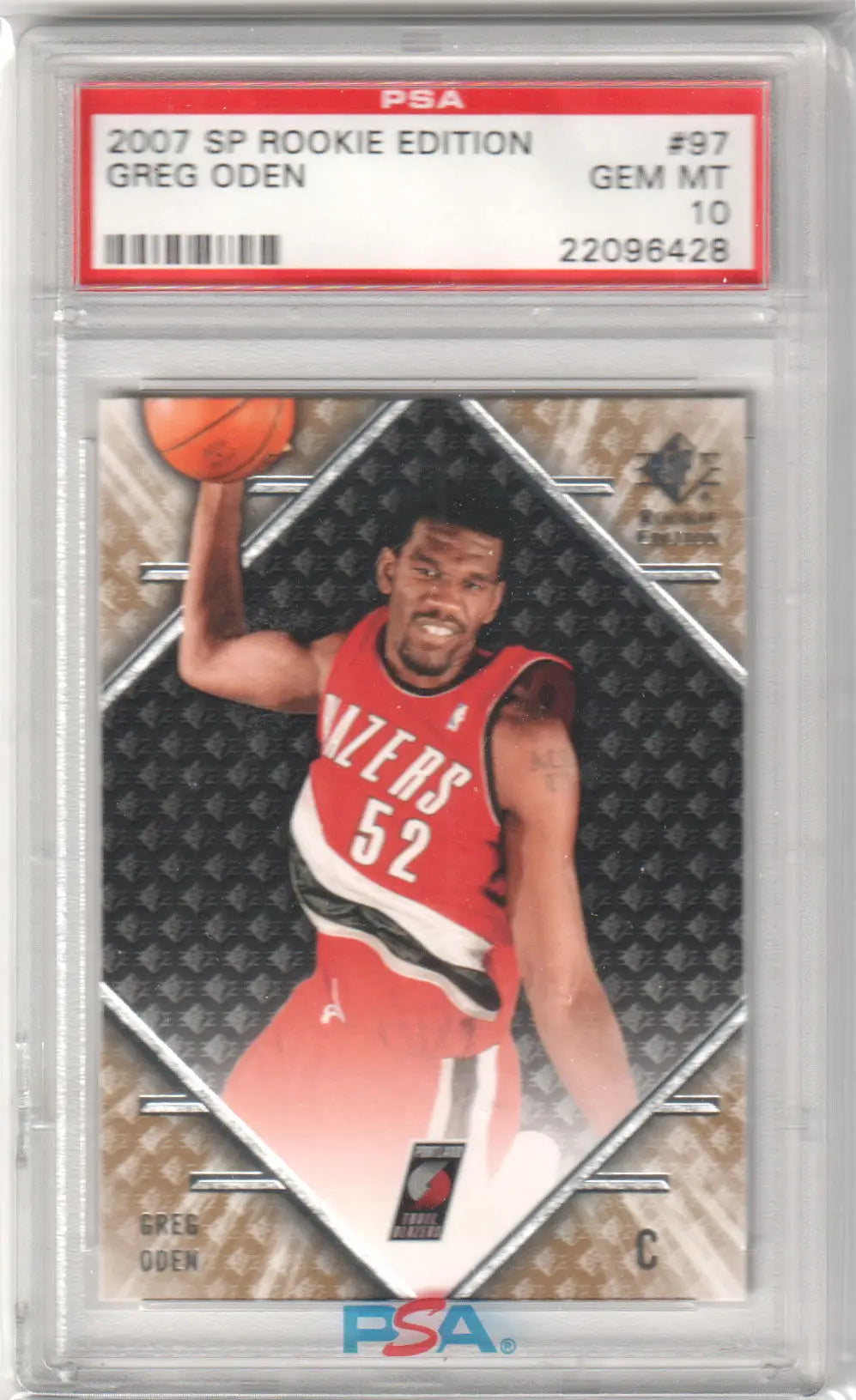 Greg Oden rookie edition basketball card from Columbia Hobby, PSA 10 gem mint
