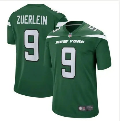 Green New York Jets Nike team game jersey with number 9 for Greg Zuerlein