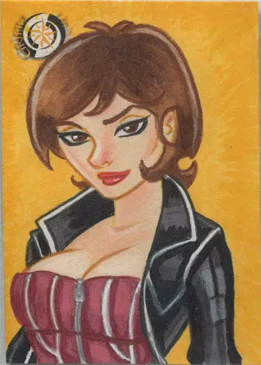 Stylized portrait of a woman by William Donley III on Grimm Universe sketch card