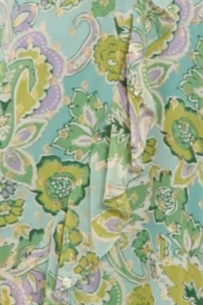 London Times Chiffon Green Metallic Floral Day Dress