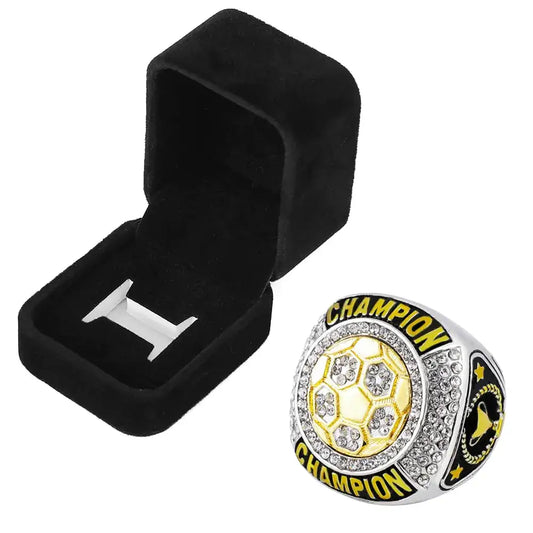 Soccer Championship Ring Trophy with Display Box for Tournament Champions or Finalists