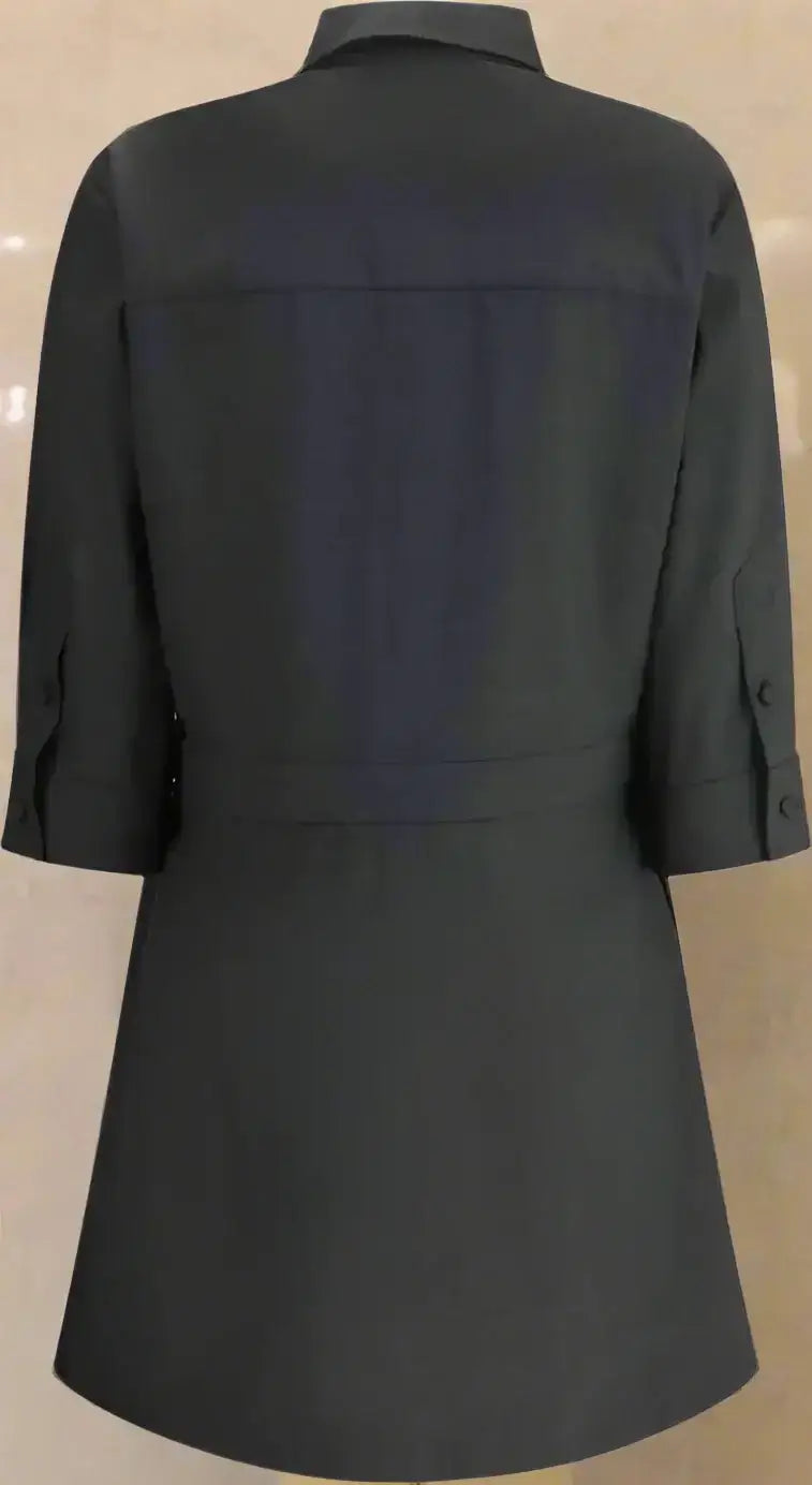 Dark gray Gucci Chemisier black short dress with collared design and belted waist