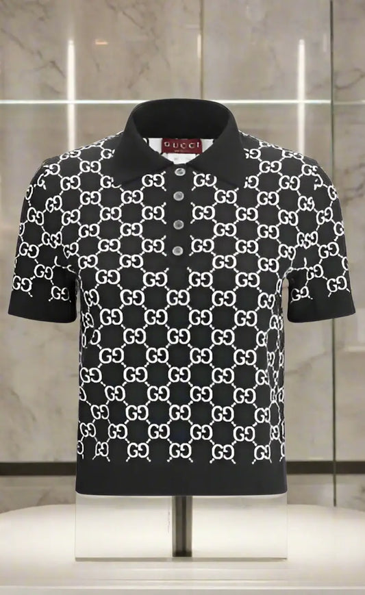 GUCCI GG WOOL JACQUARD POLO TOP ITALY - IT40|M - Polo Top