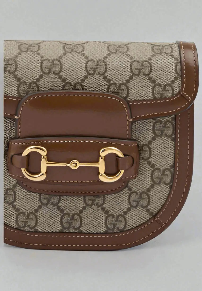 GUCCI women’s GG Beige Monogram Horse bit 1955 Belt Bag - Belt bag