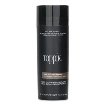 Toppik Hair Building Fibers in black bottle for hair thickening, Medium Brown 55g