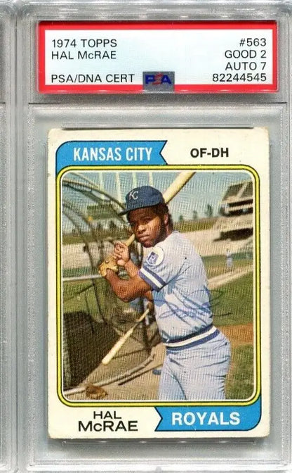Graded Hal McRae 1974 Topps #563 Auto Autographed PSA 2 Card KC Royals for collectors